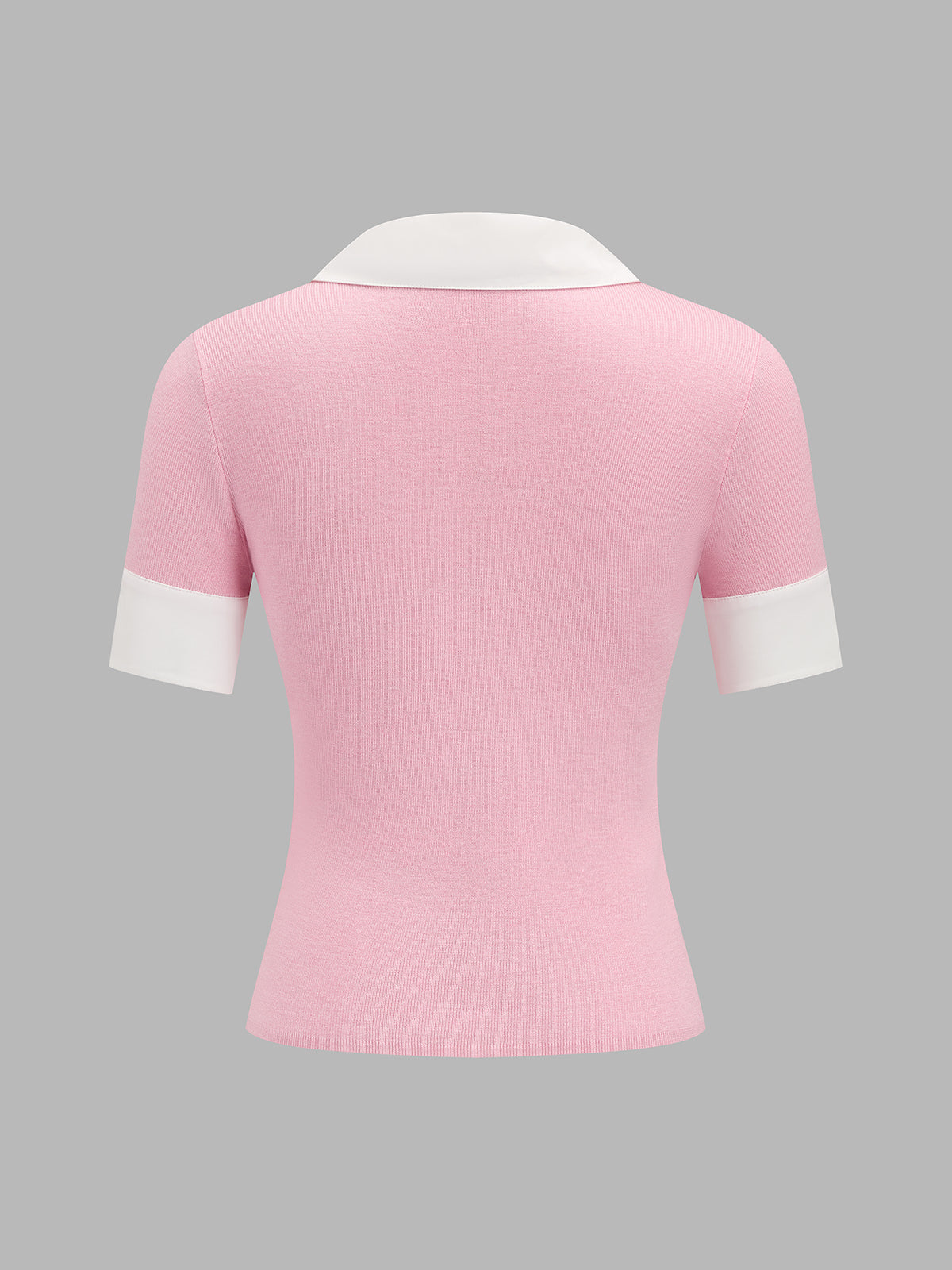 Color Block Collar Wool Blend Knit Polo Top