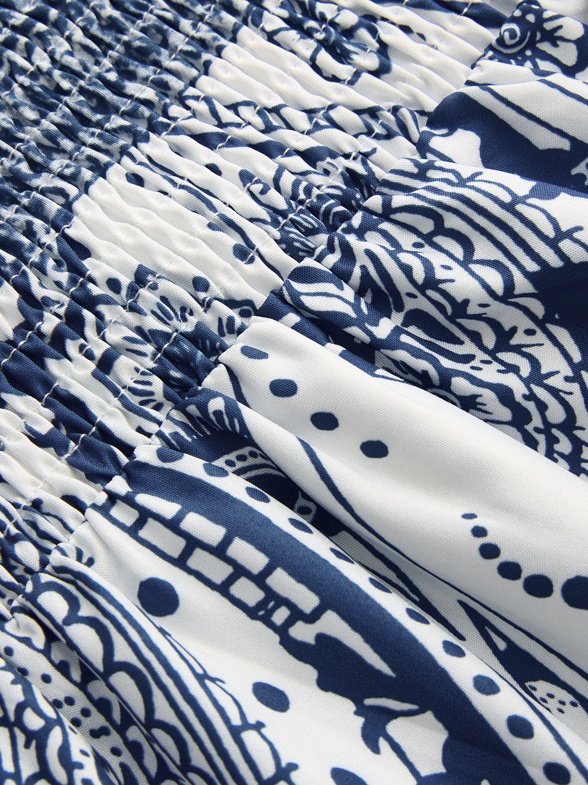Smocked Waist Paisley Print Maxi Skirt