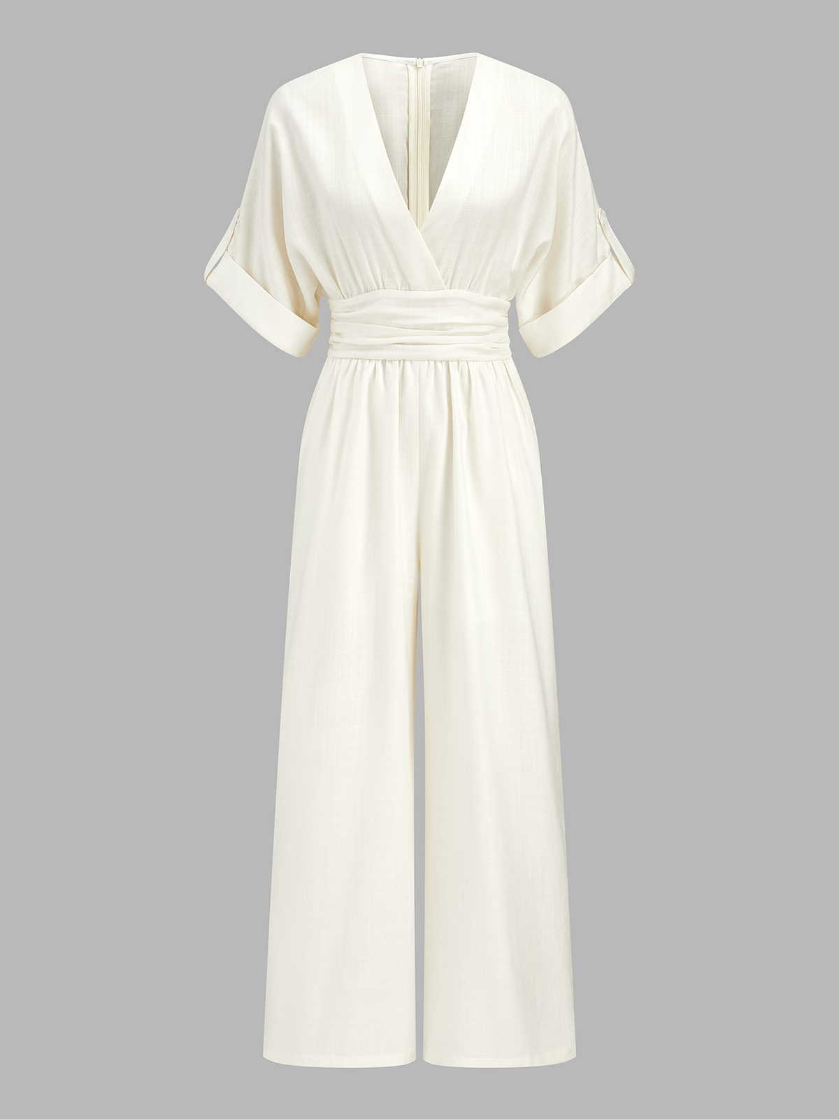Tencel Blend Ruched Waist Wide Leg Jumpsuit