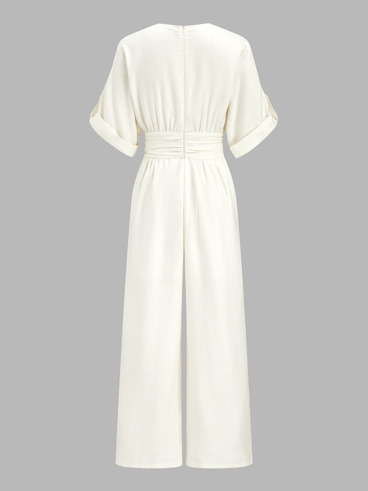 Tencel Blend Ruched Waist Wide Leg Jumpsuit