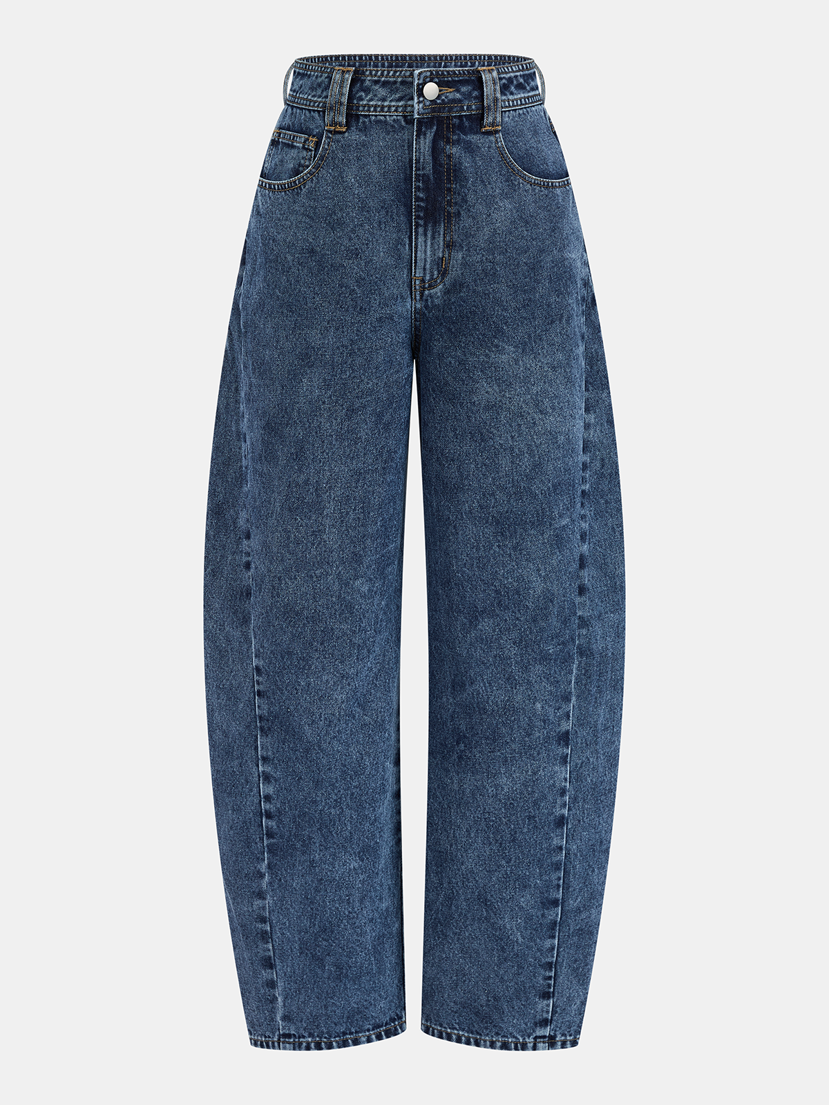 Mid-Waist Curved Leg Barrel Jeans