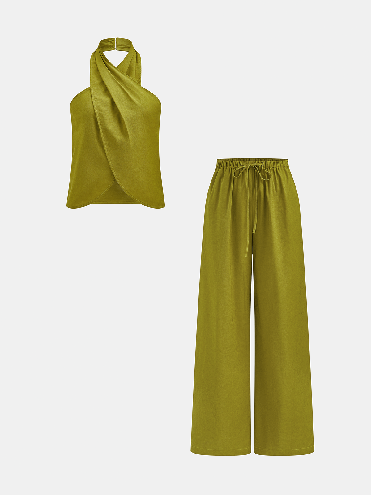 Striped Cotton Linen Halter Top & Pants Set
