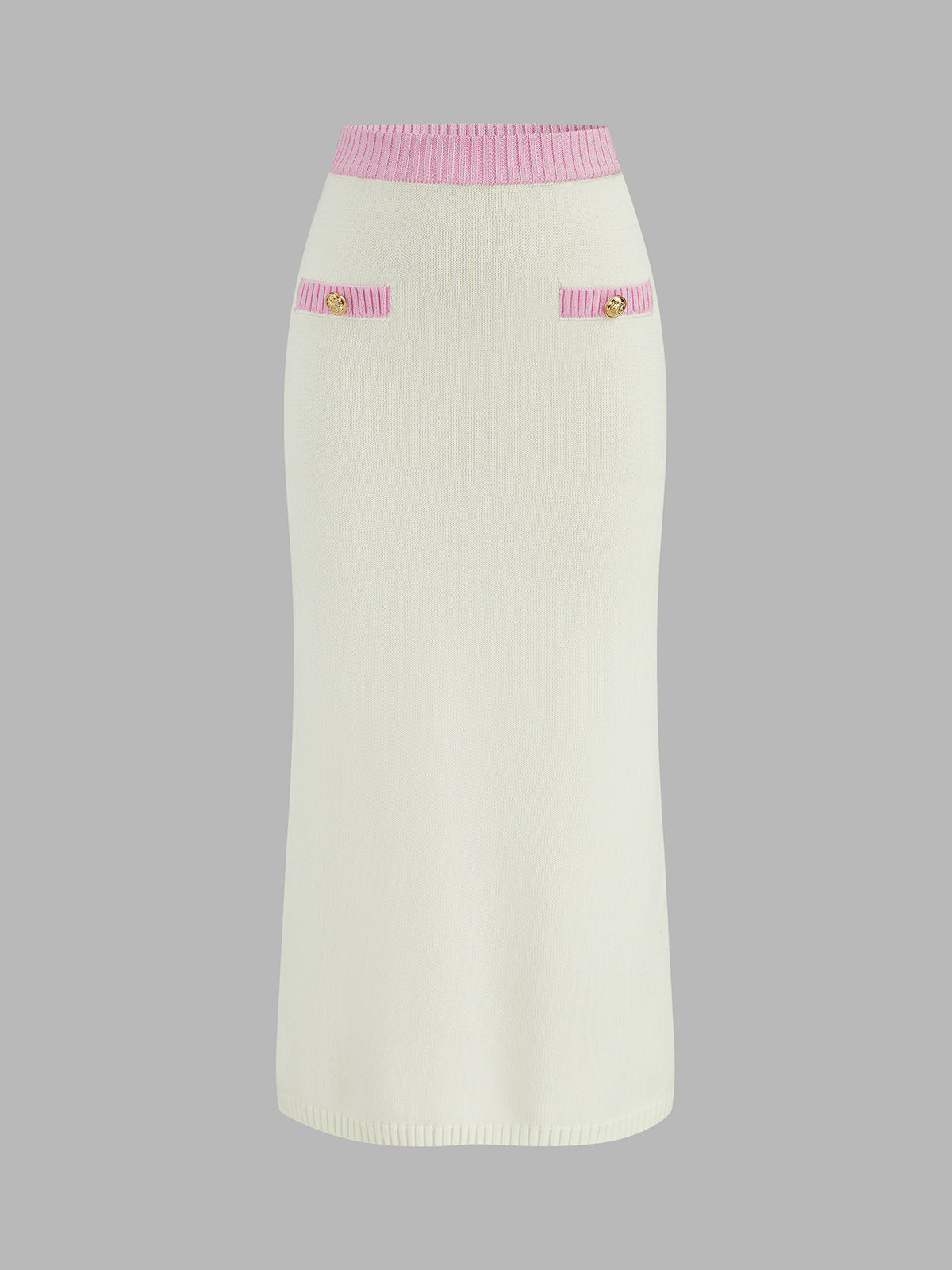 Contrast Trim Knit Two Piece Skirt Set