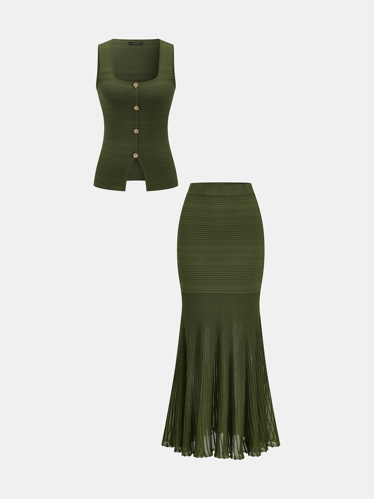 Textured Knit Top & Sheer Mermaid Skirt Set