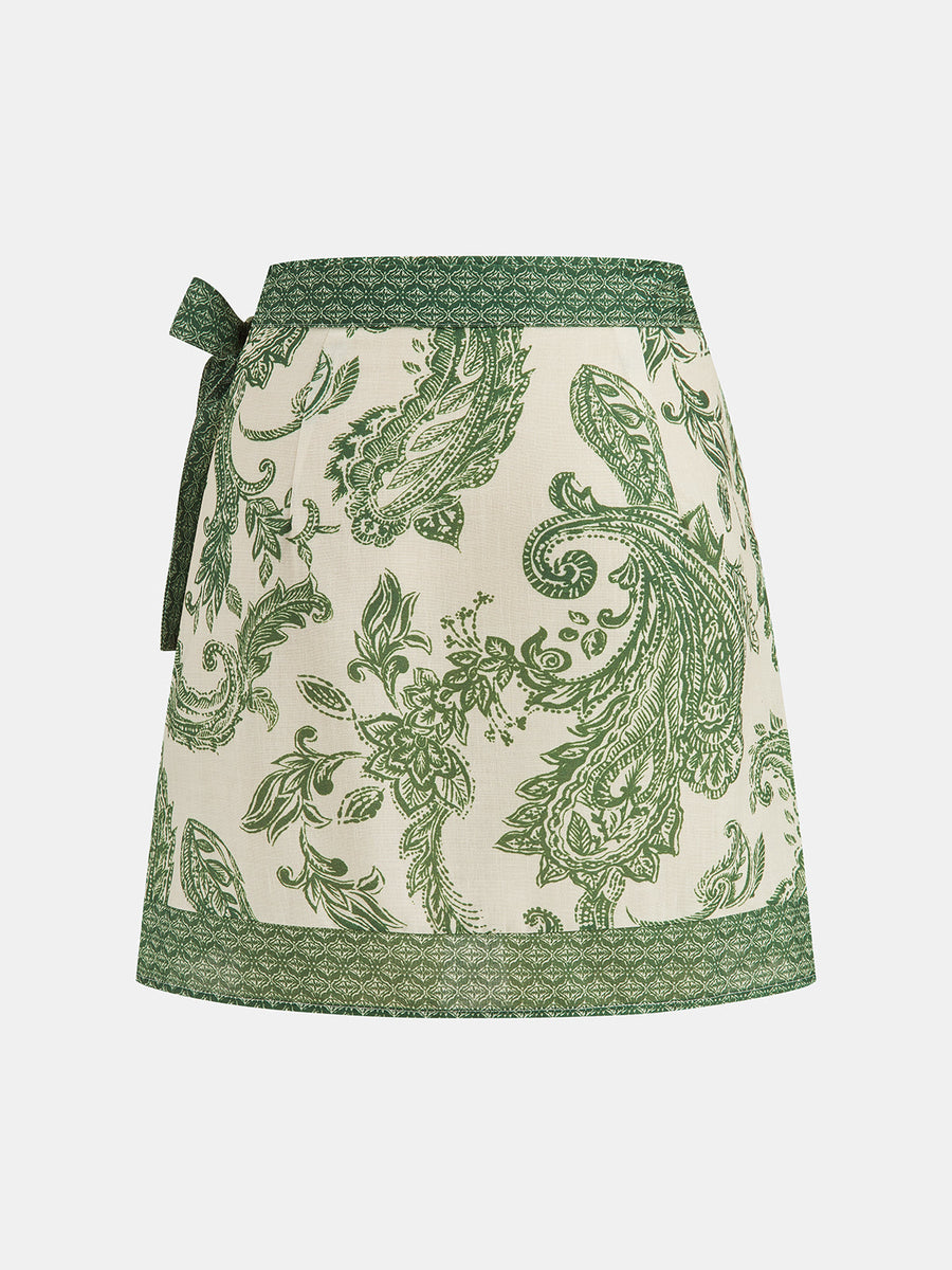 Paisley Print Wrap Skirt