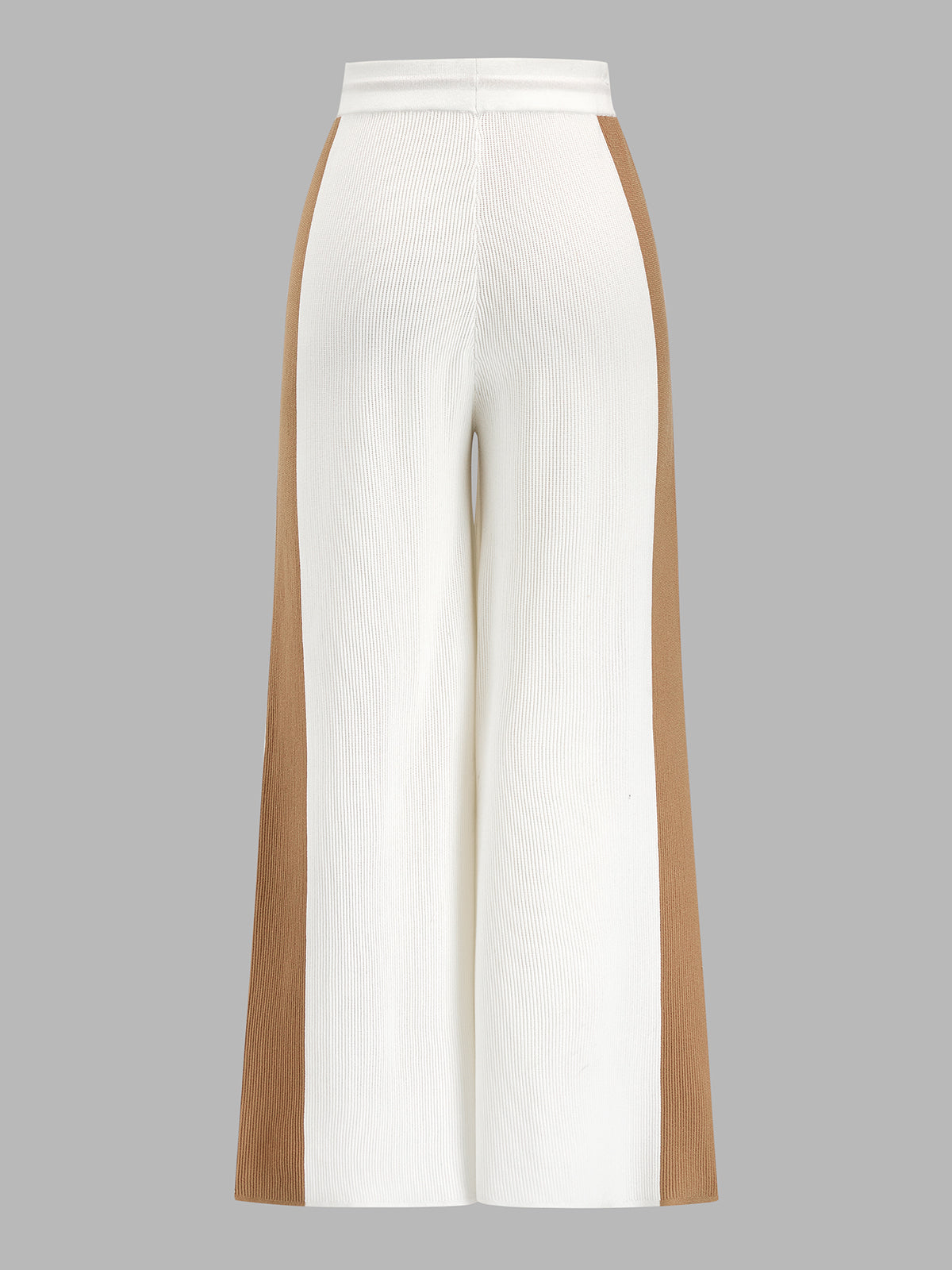 Color Block Rib Knit Two Piece Pants Set