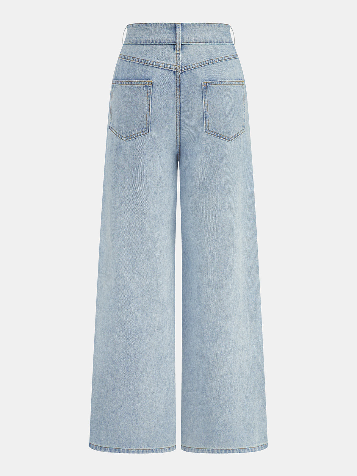 Washed Pleated Wide Leg Jeans