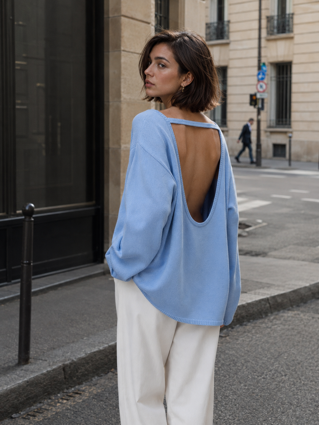 Loose Backless Long Sleeve Sweater