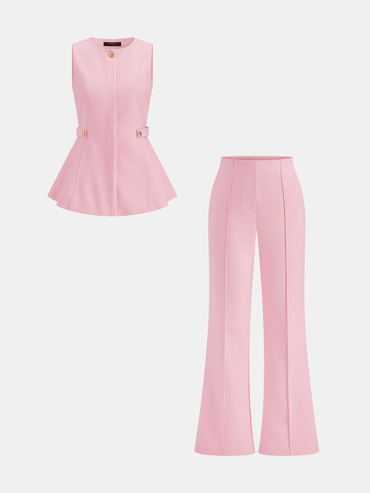 Sleeveless Peplum Vest & Flare Pants Set