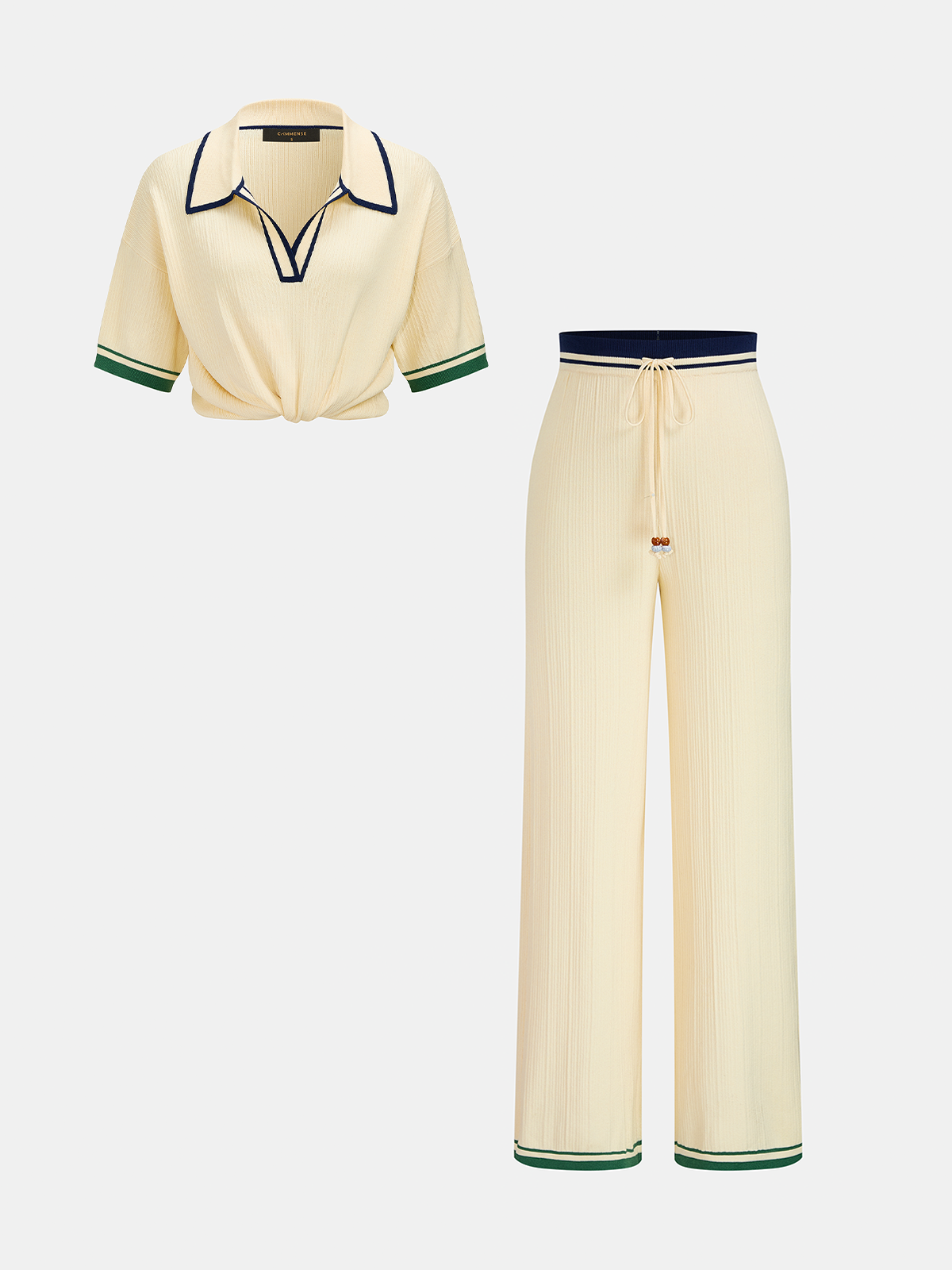 Contrast Trim Ribbed Knit Co-Ord Set