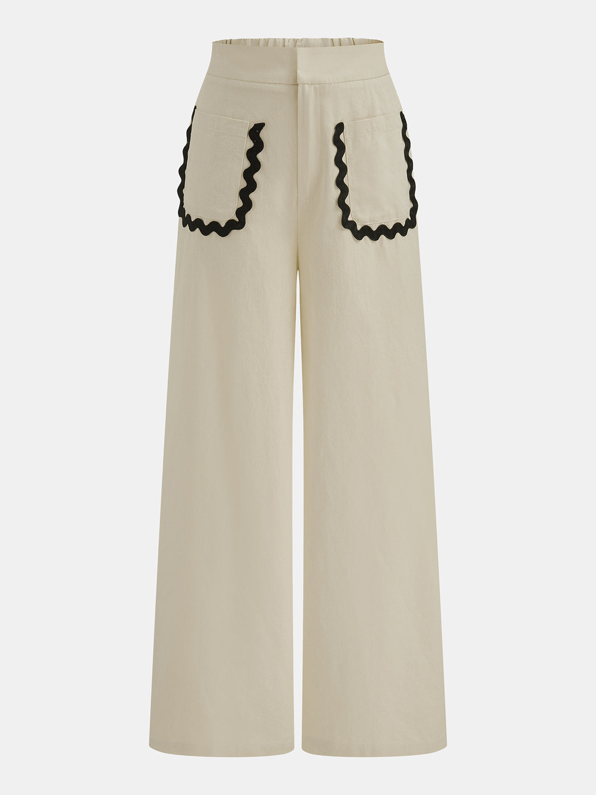 Cotton Linen Scallop Trim Two Piece Pants Set