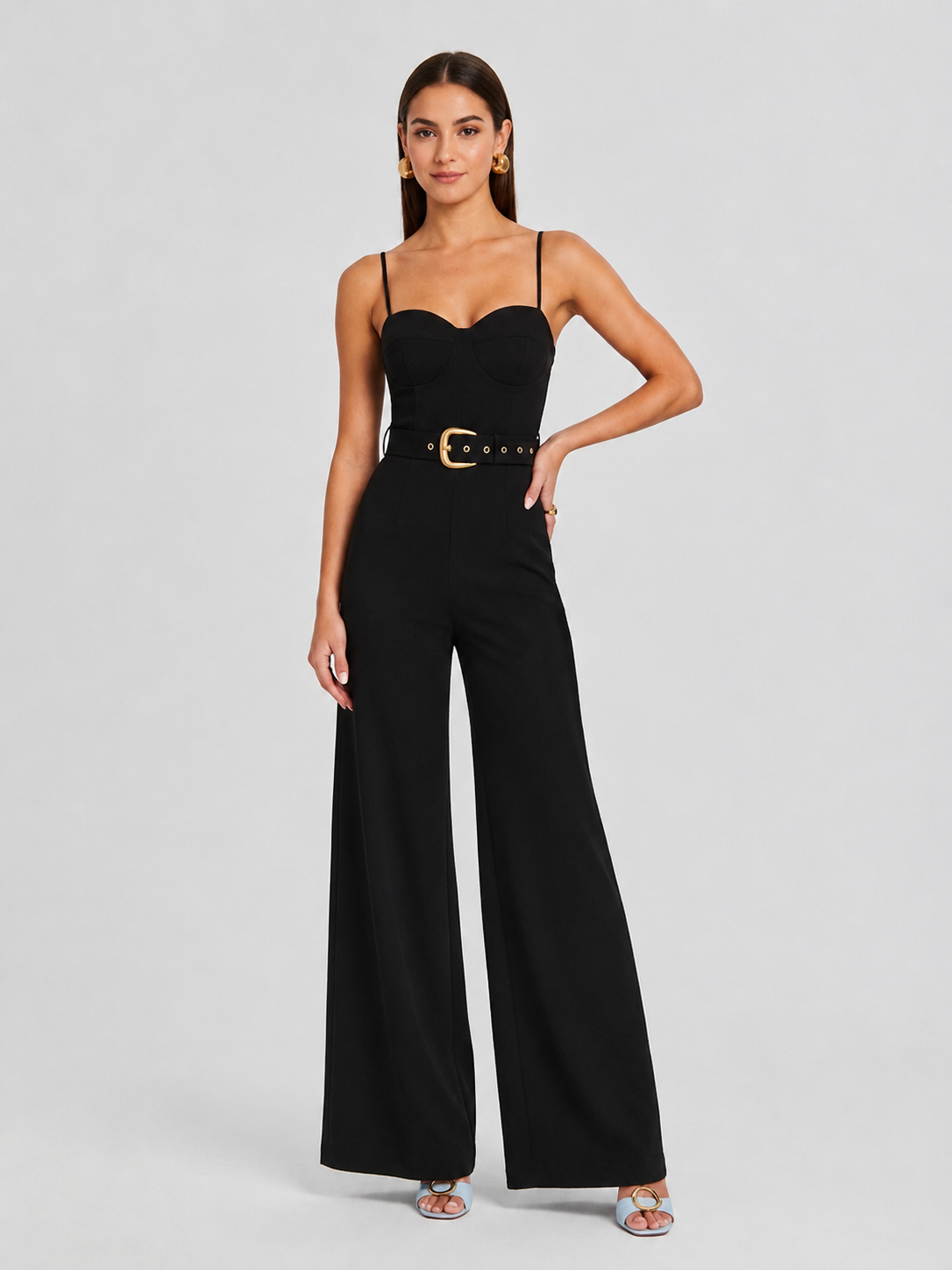 Belted Cami Wide Leg Jumpsuit