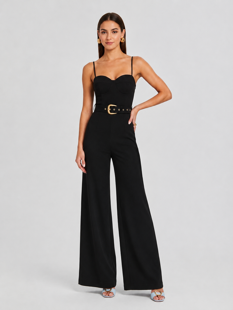 Belted Cami Wide Leg Jumpsuit