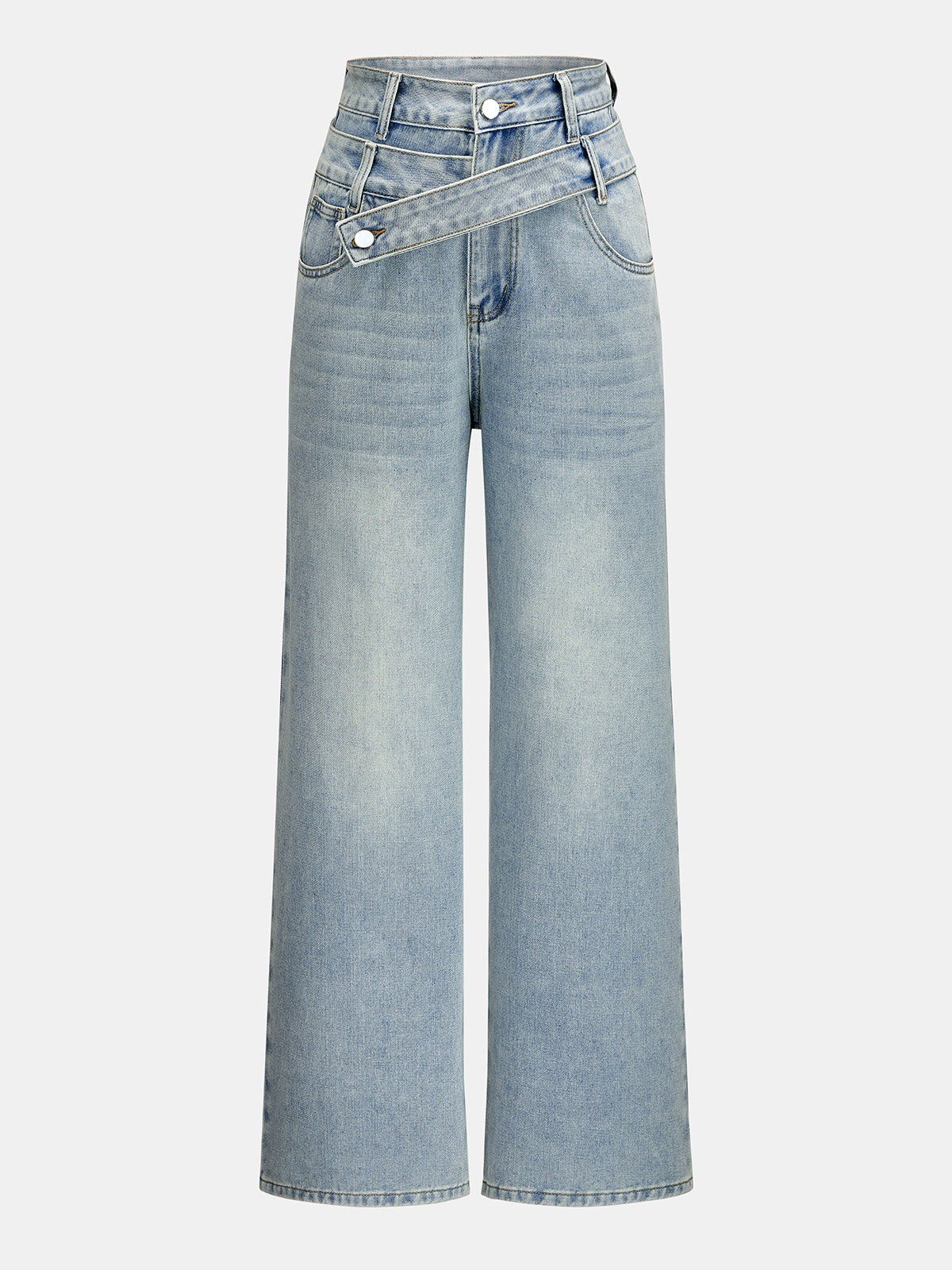Double Waistband Wide Leg Jeans