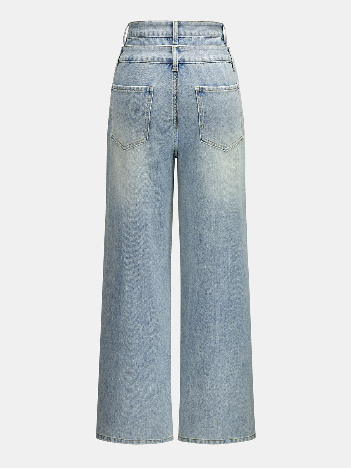 Double Waistband Wide Leg Jeans