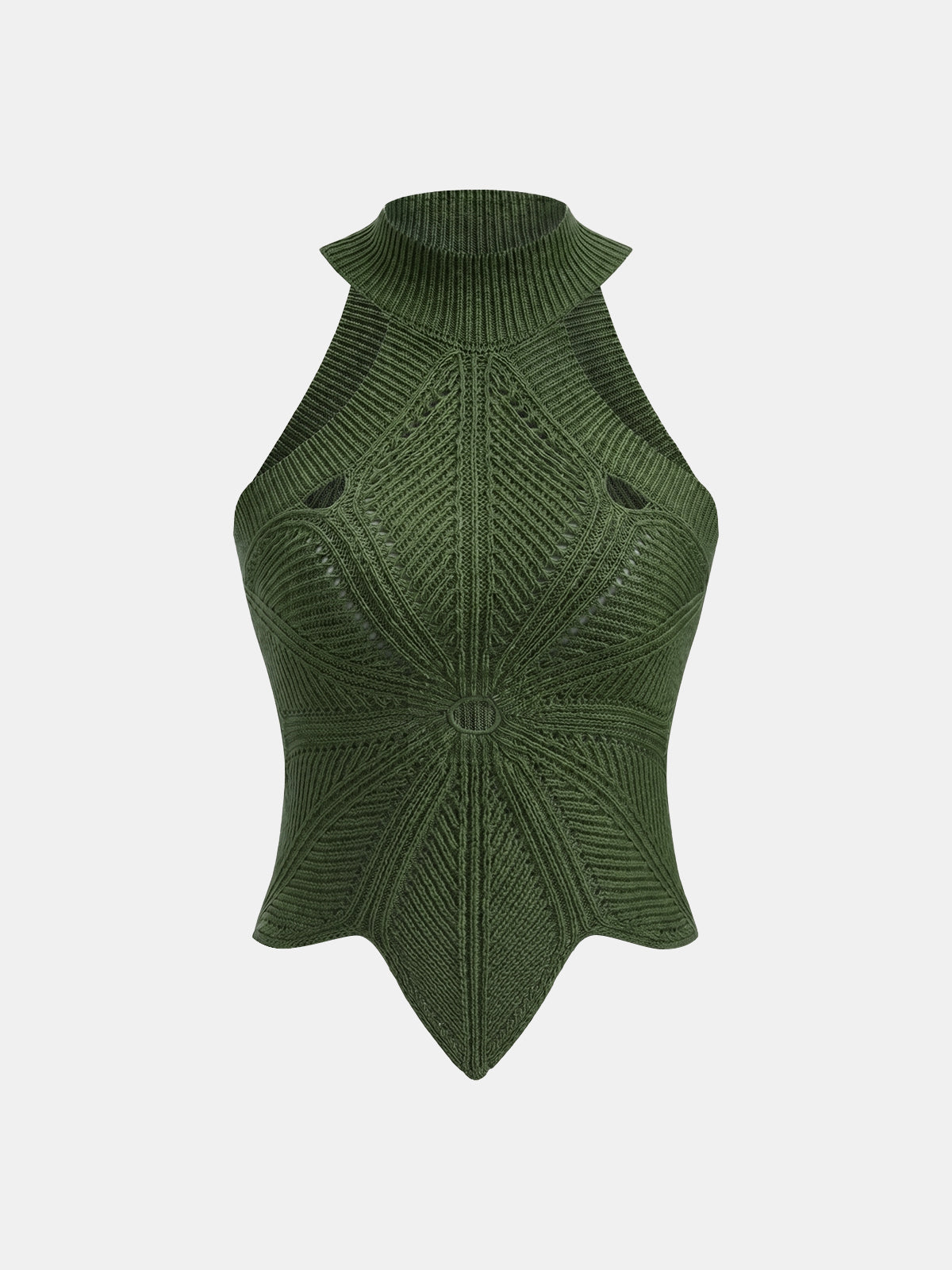 Sleeveless Hollow Out Knit Halter Top