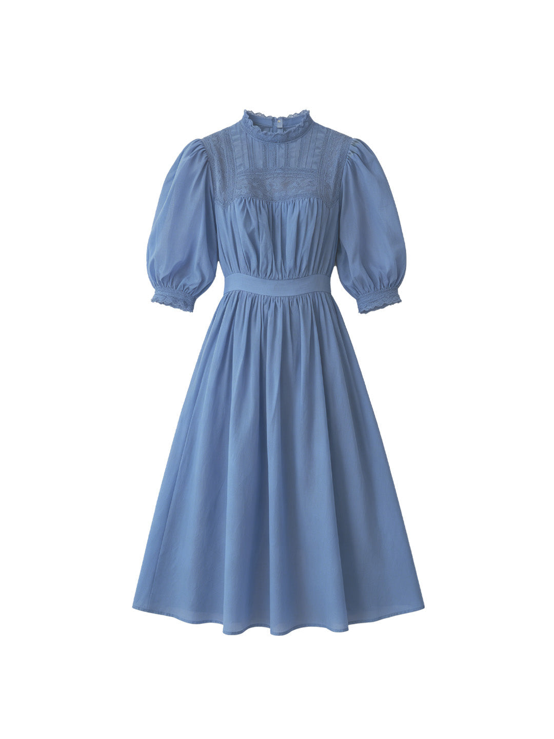 Averie Lace Panel Blue Cotton Dress