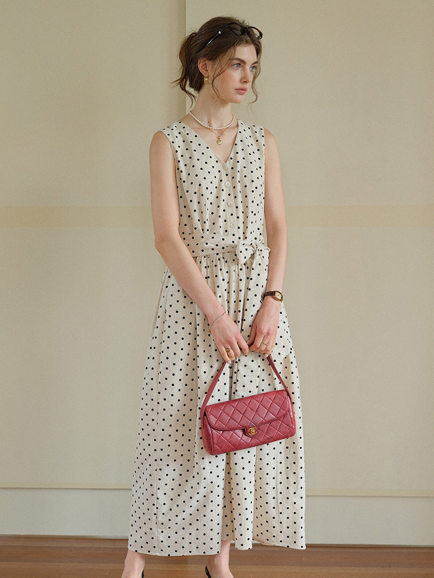 Clarissa Loose V-Neck Dot Dress