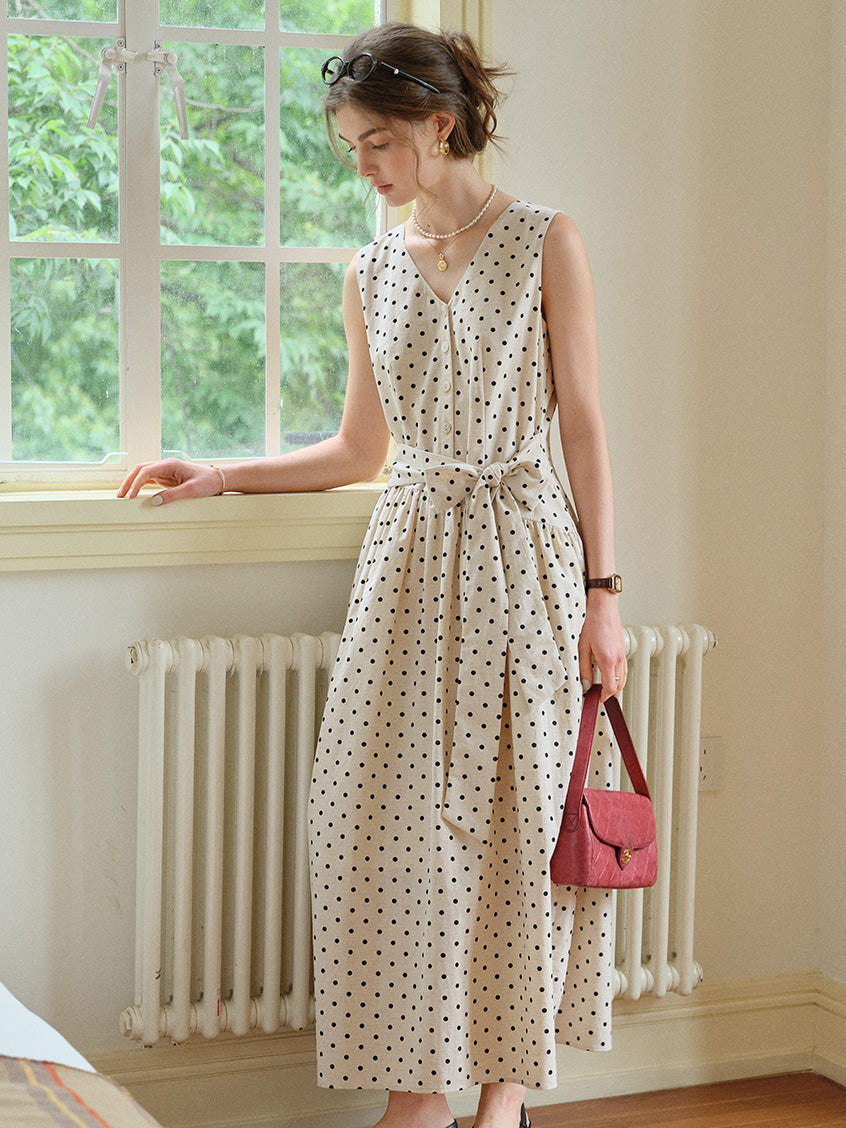 Clarissa Loose V-Neck Dot Dress