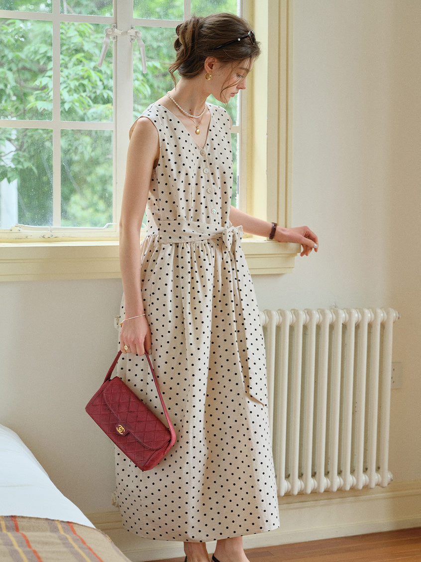 Clarissa Loose V-Neck Dot Dress