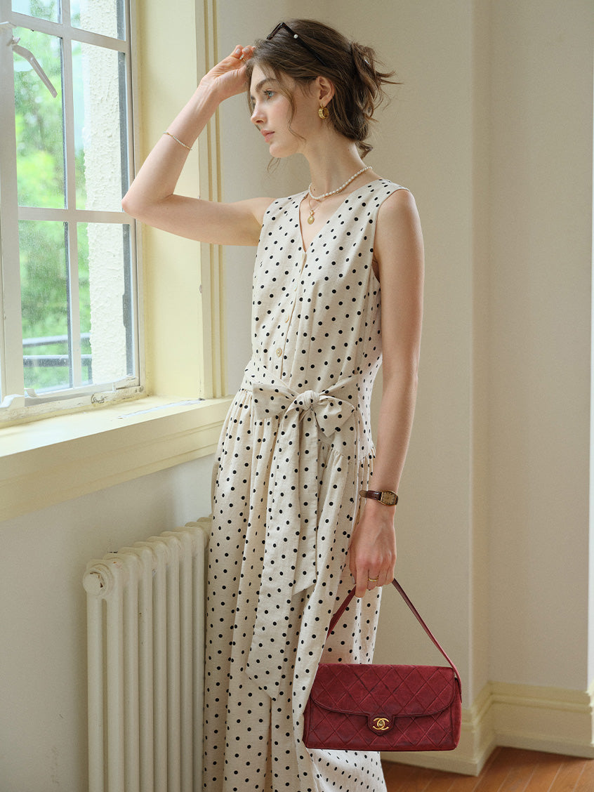 Clarissa Loose V-Neck Dot Dress