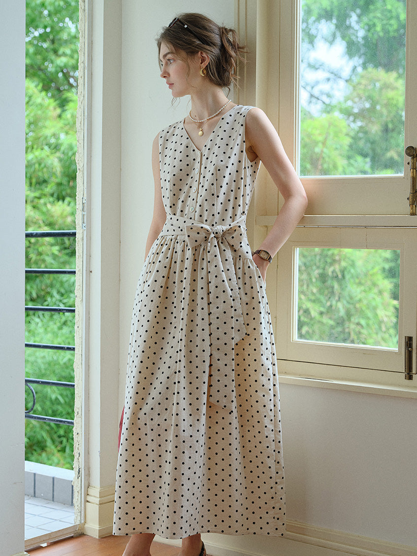 Clarissa Loose V-Neck Dot Dress