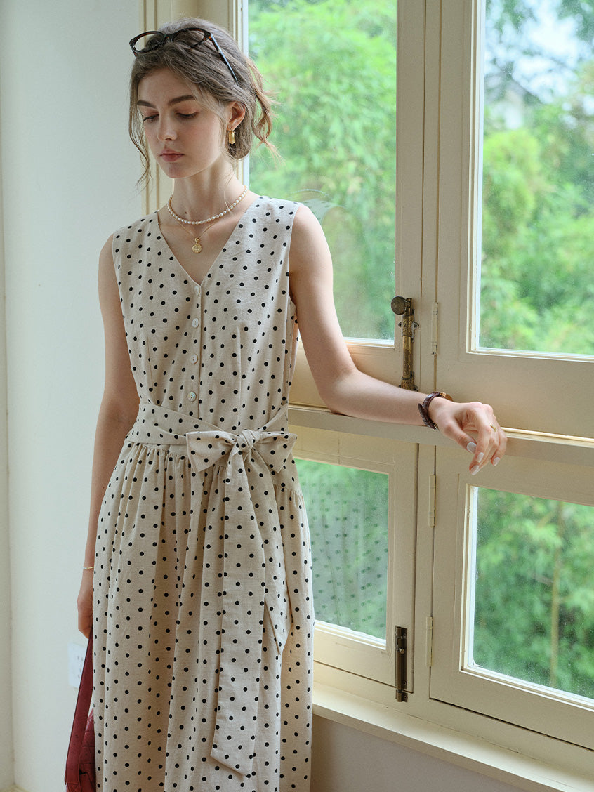 Clarissa Loose V-Neck Dot Dress