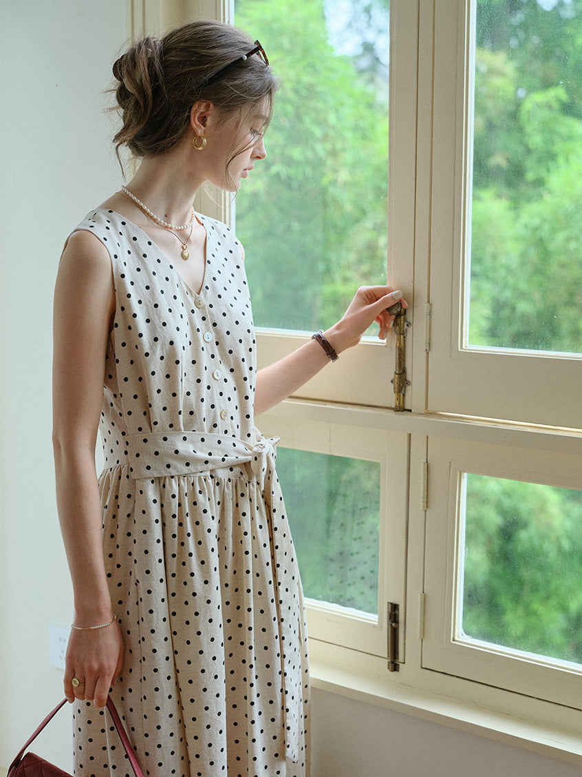 Clarissa Loose V-Neck Dot Dress