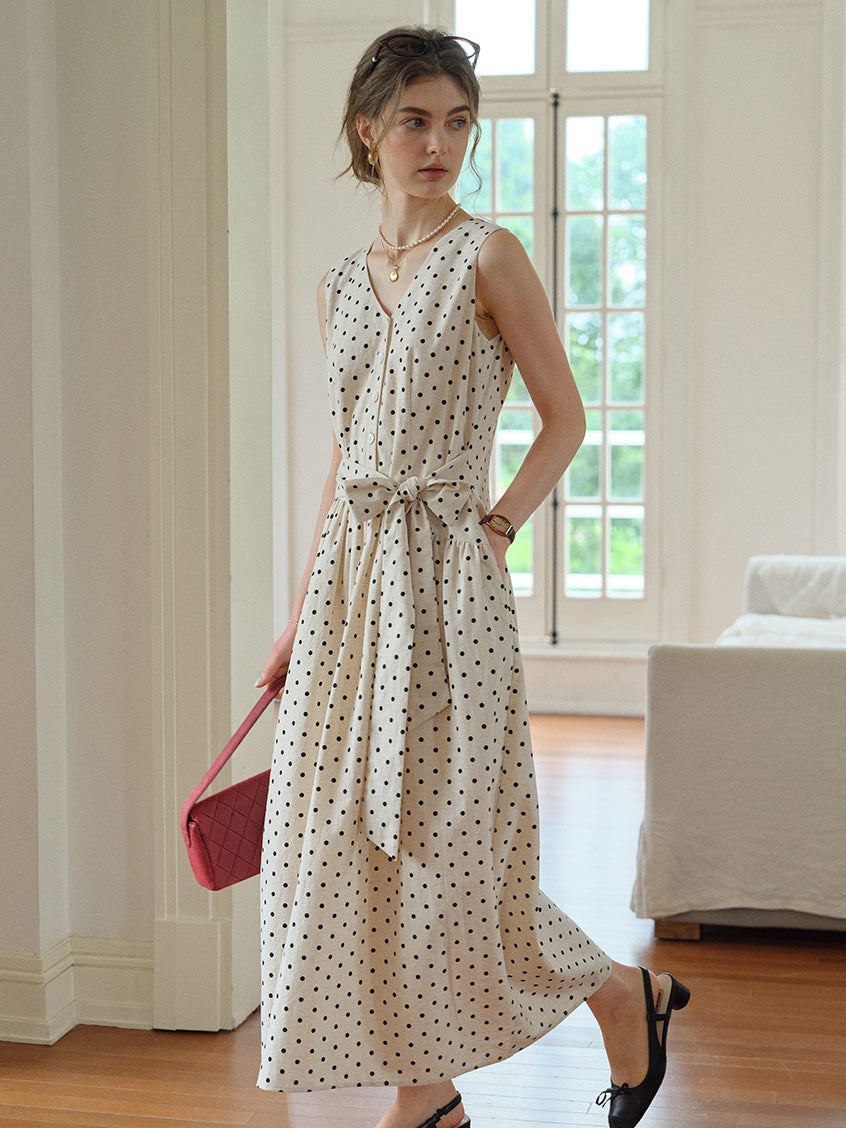 Clarissa Loose V-Neck Dot Dress