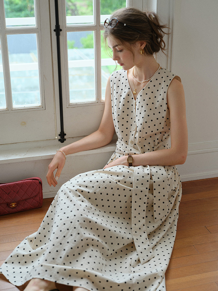Clarissa Loose V-Neck Dot Dress