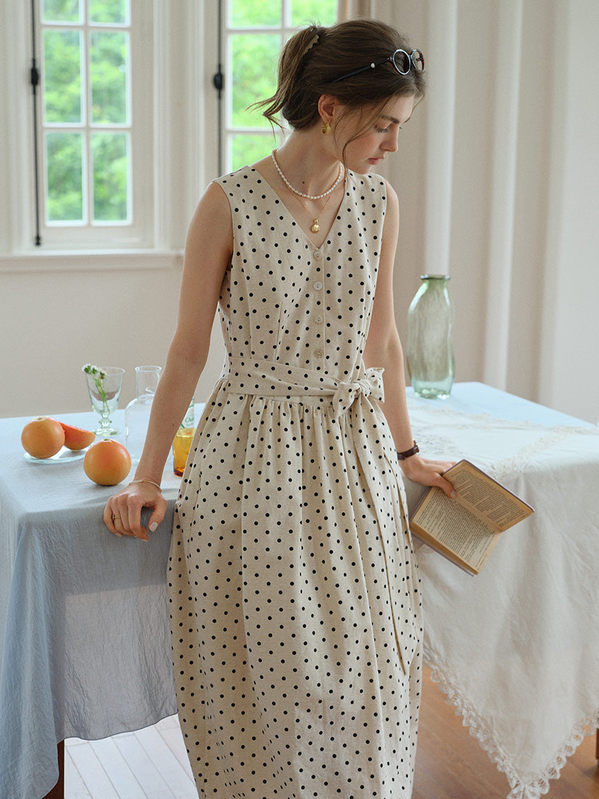 Clarissa Loose V-Neck Dot Dress